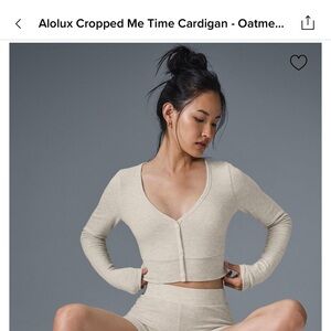 Alolux Cropped Me Time Cardigan- Oatmeal Heather, small
